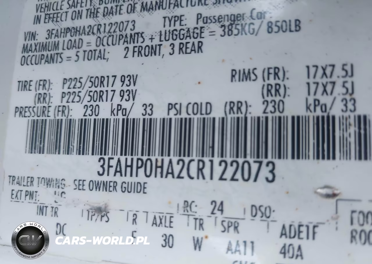 2012 Ford Fusion Se VIN:3FAHP0HA2CR122073 - 9