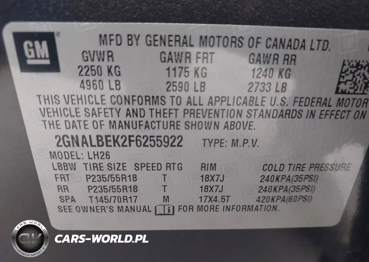 2015 Chevrolet Equinox 1Lt VIN:2GNALBEK2F6255922 - 9