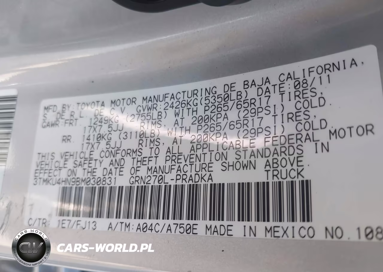 2011 Toyota Tacoma Prerunner V6 VIN:3TMKU4HN9BM030831 - 9