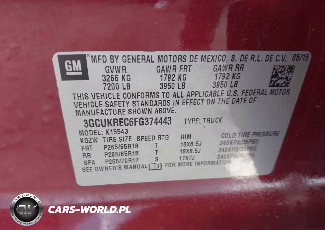 2015 Chevrolet Silverado 1500 2Lt VIN:3GCUKREC6FG374443 - 9
