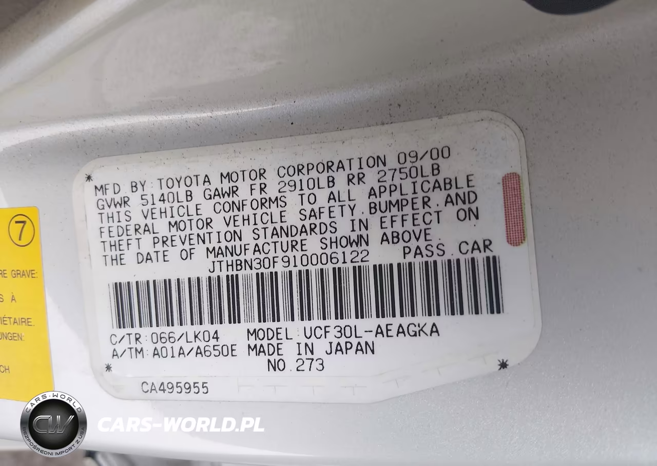 2001 Lexus Ls 430 VIN:JTHBN30F910006122 - 9
