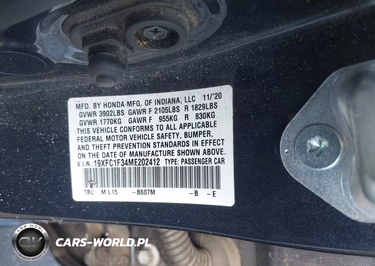 2021 Honda Civic Ex VIN:19XFC1F34ME202412 - 9