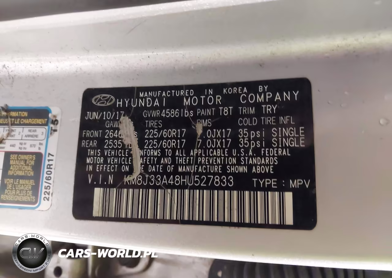 2017 Hyundai Tucson Se Plus VIN:KM8J33A48HU527833 - 9
