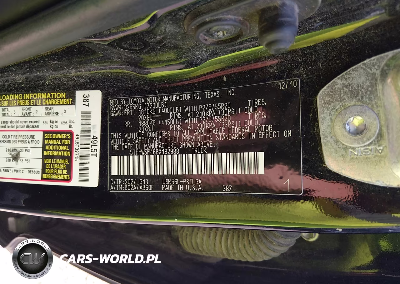 2011 Toyota Tundra Limited 5.7L V8 VIN:5TFHW5F16BX182988 - 9
