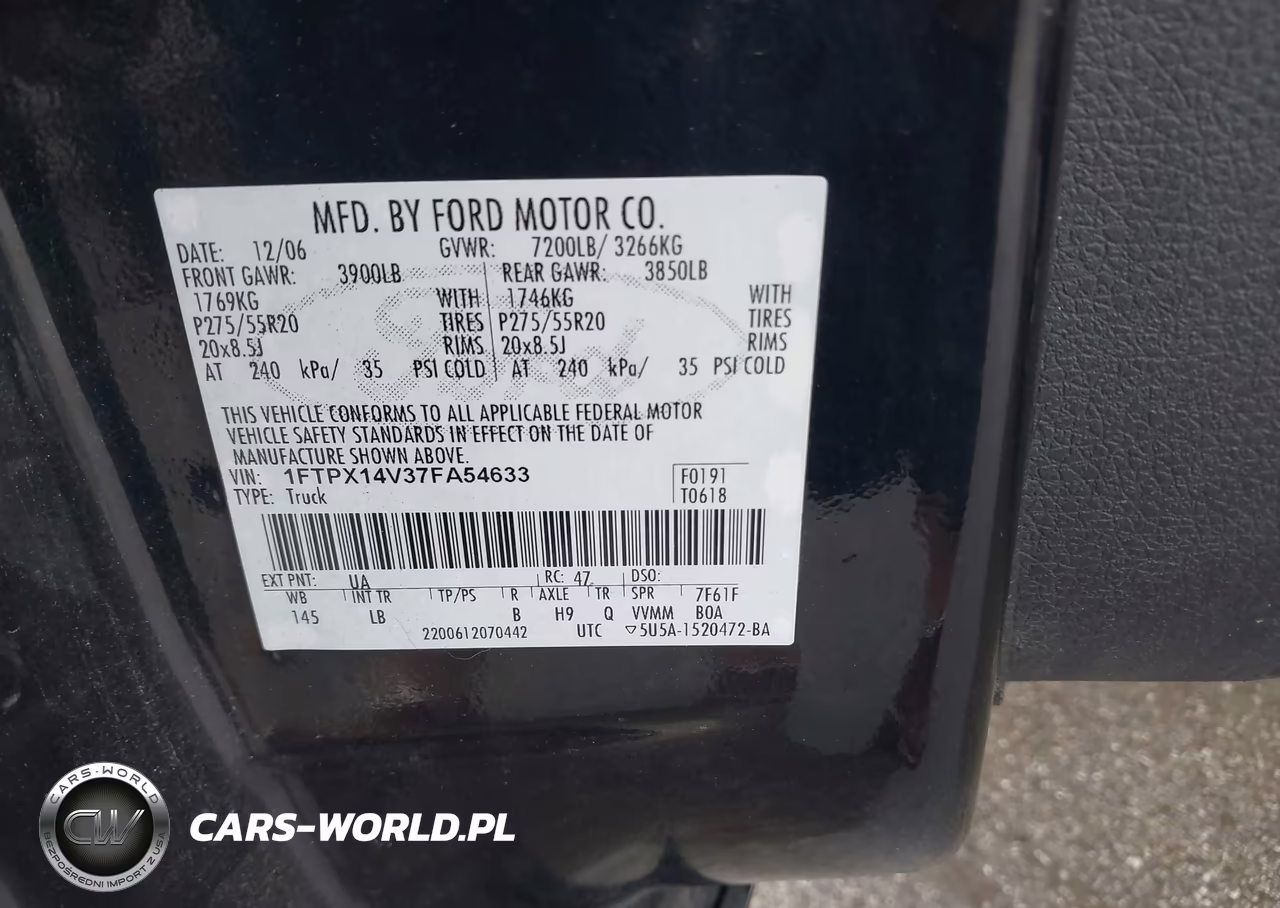 2007 Ford F-150 Fx4-Lariat-Xl-Xlt VIN:1FTPX14V37FA54633 - 9