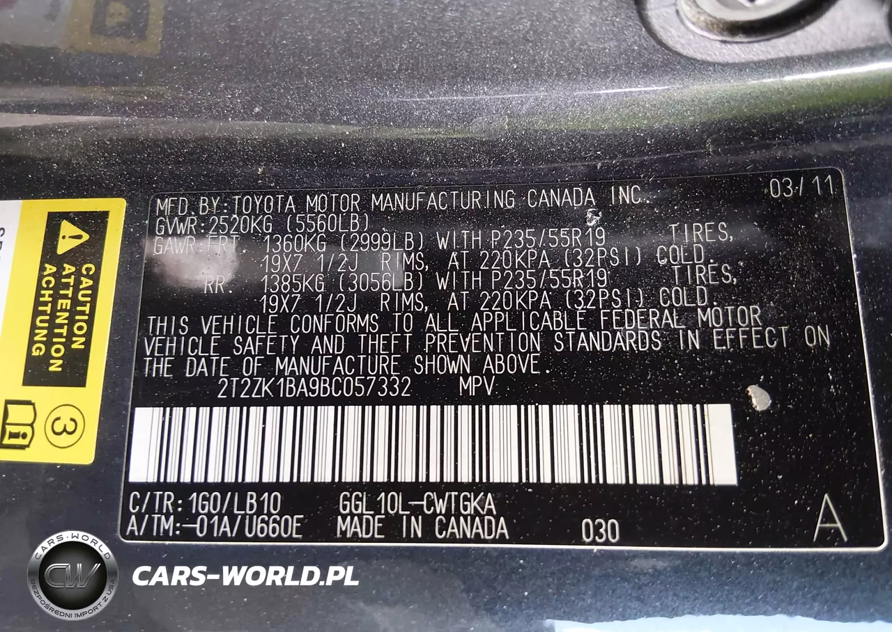2011 Lexus Rx 350 VIN:2T2ZK1BA9BC057332 - 9