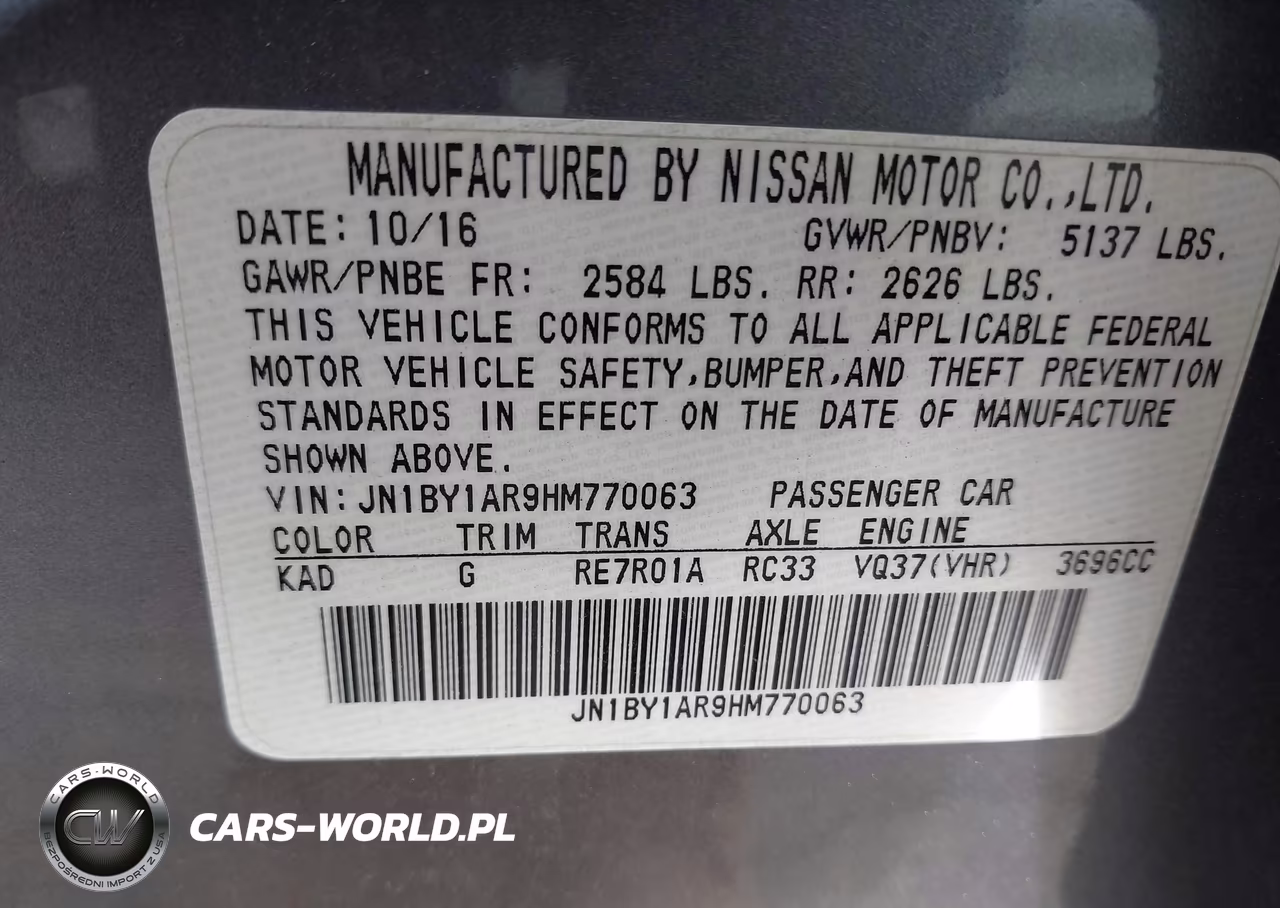2017 Infiniti Q70 3.7X VIN:JN1BY1AR9HM770063 - 9