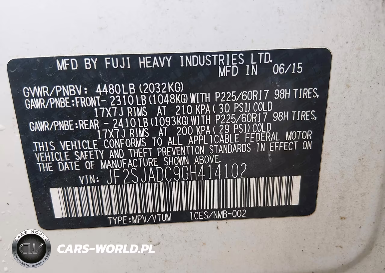 2016 Subaru Forester 2.5I Premium VIN:JF2SJADC9GH414102 - 9