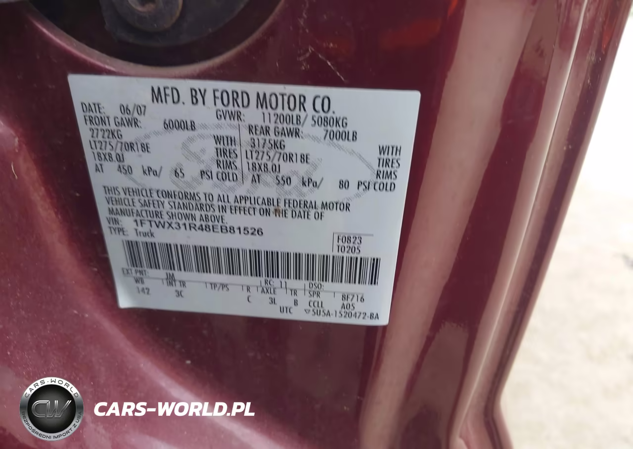 2008 Ford Super Duty F-350 Srw Fx4-Lariat-Xl-Xlt VIN:1FTWX31R48EB81526 - 8
