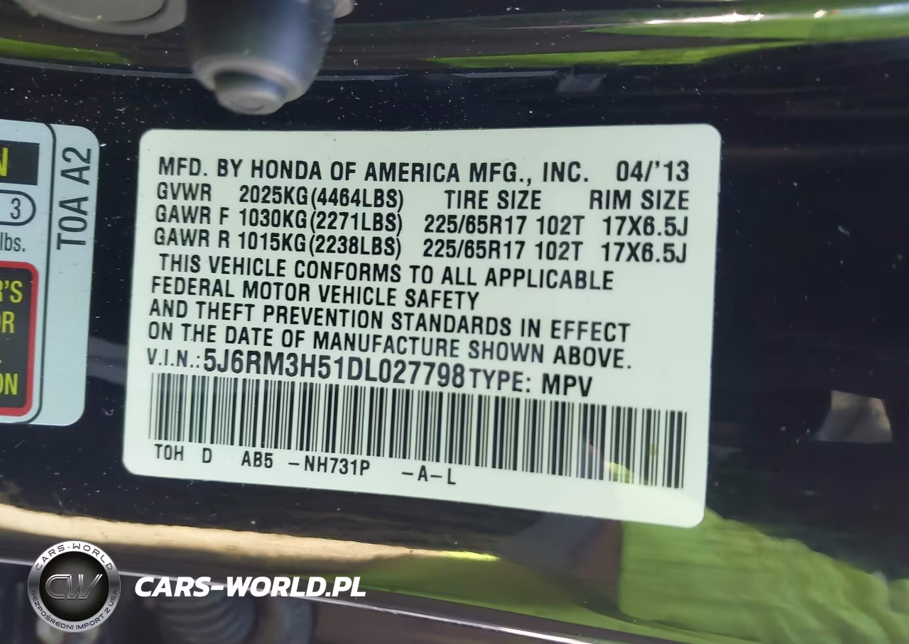 2013 Honda Cr-V Ex VIN:5J6RM3H51DL027798 - 9