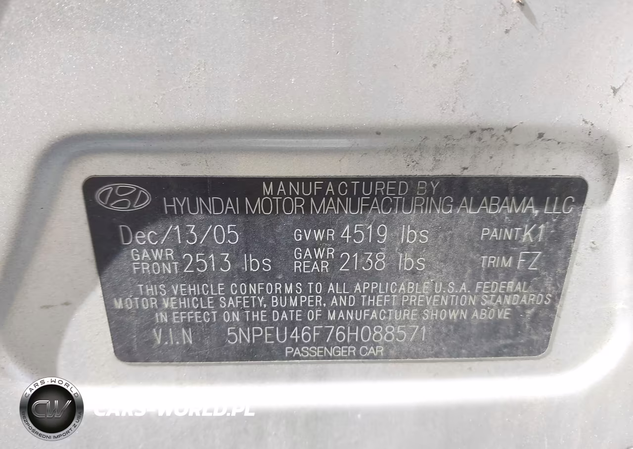 2006 Hyundai Sonata Gls V6-Lx V6 VIN:5NPEU46F76H088571 - 9