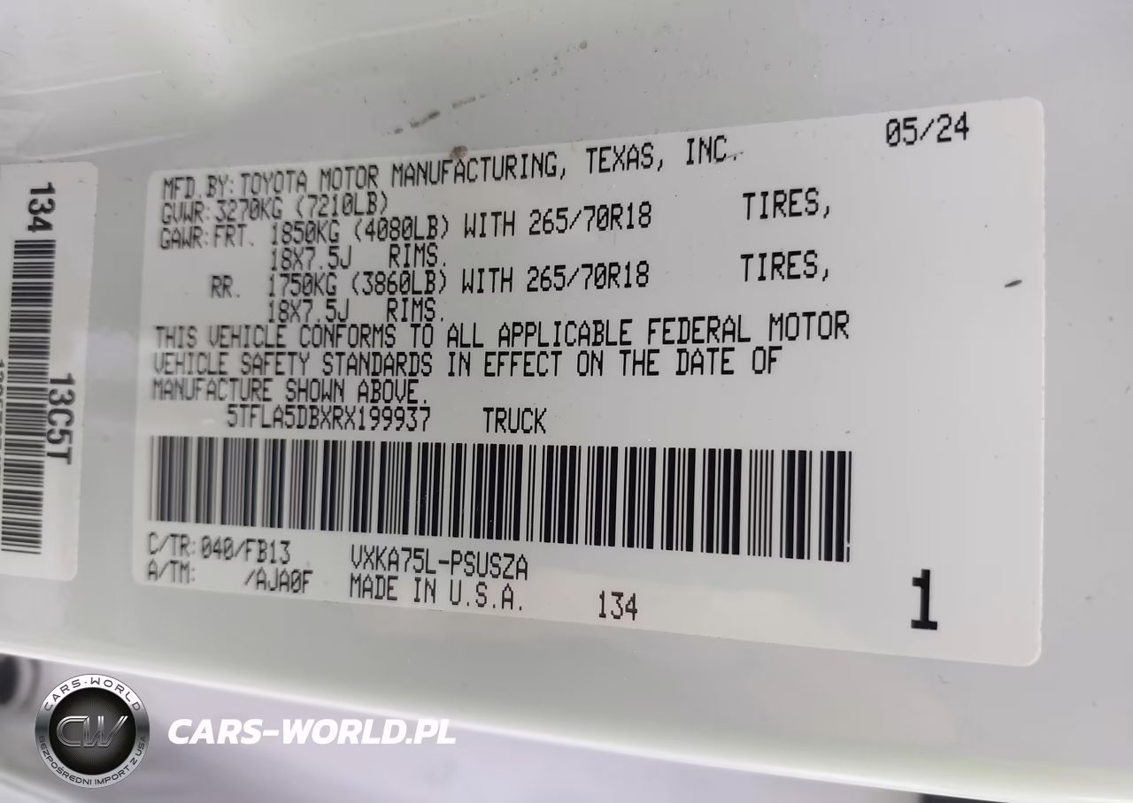 2024 Toyota Tundra Sr5 VIN:5TFLA5DBXRX199937 - 9