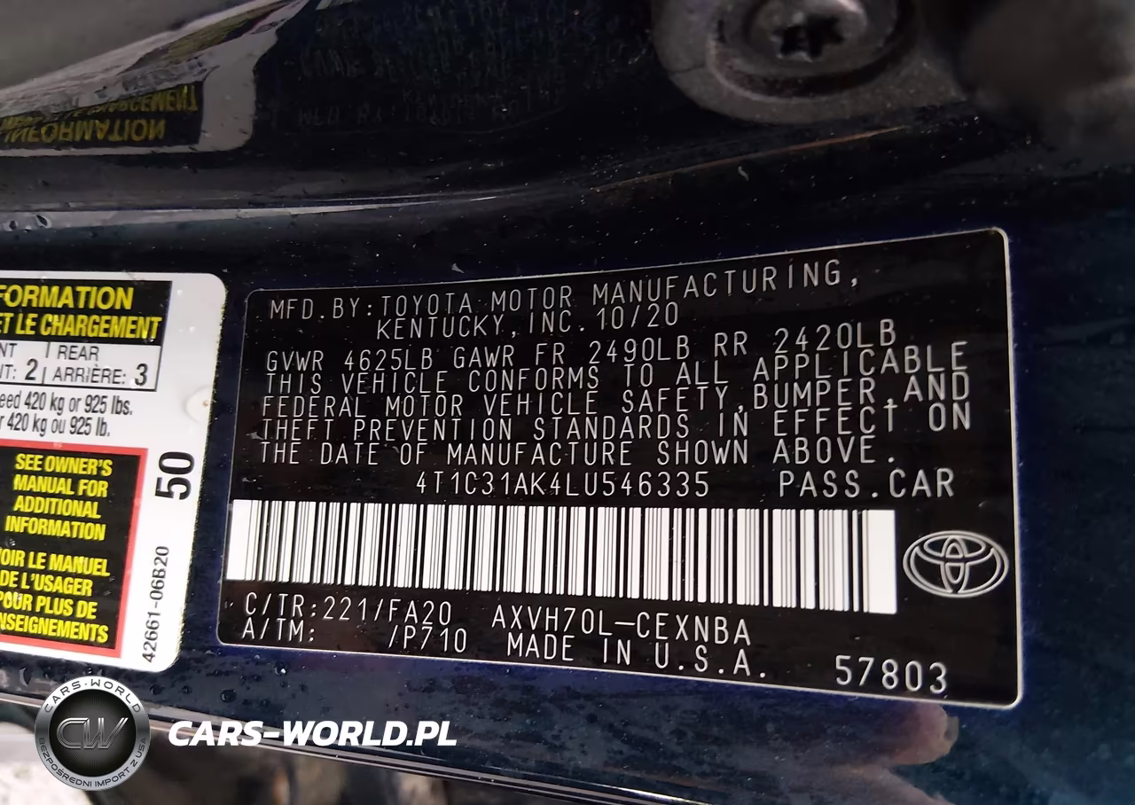 2020 Toyota Camry Le Hybrid VIN:4T1C31AK4LU546335 - 9