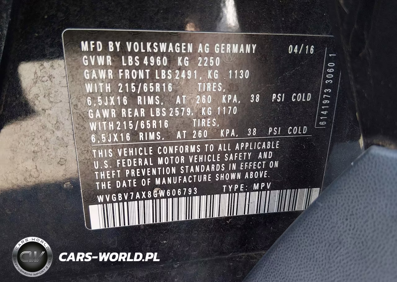 2016 Volkswagen Tiguan S VIN:WVGBV7AX8GW606793 - 9