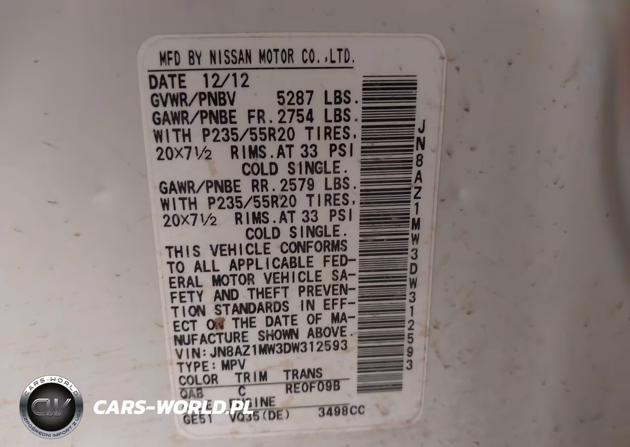 2013 Nissan Murano Le VIN:JN8AZ1MW3DW312593 - 9