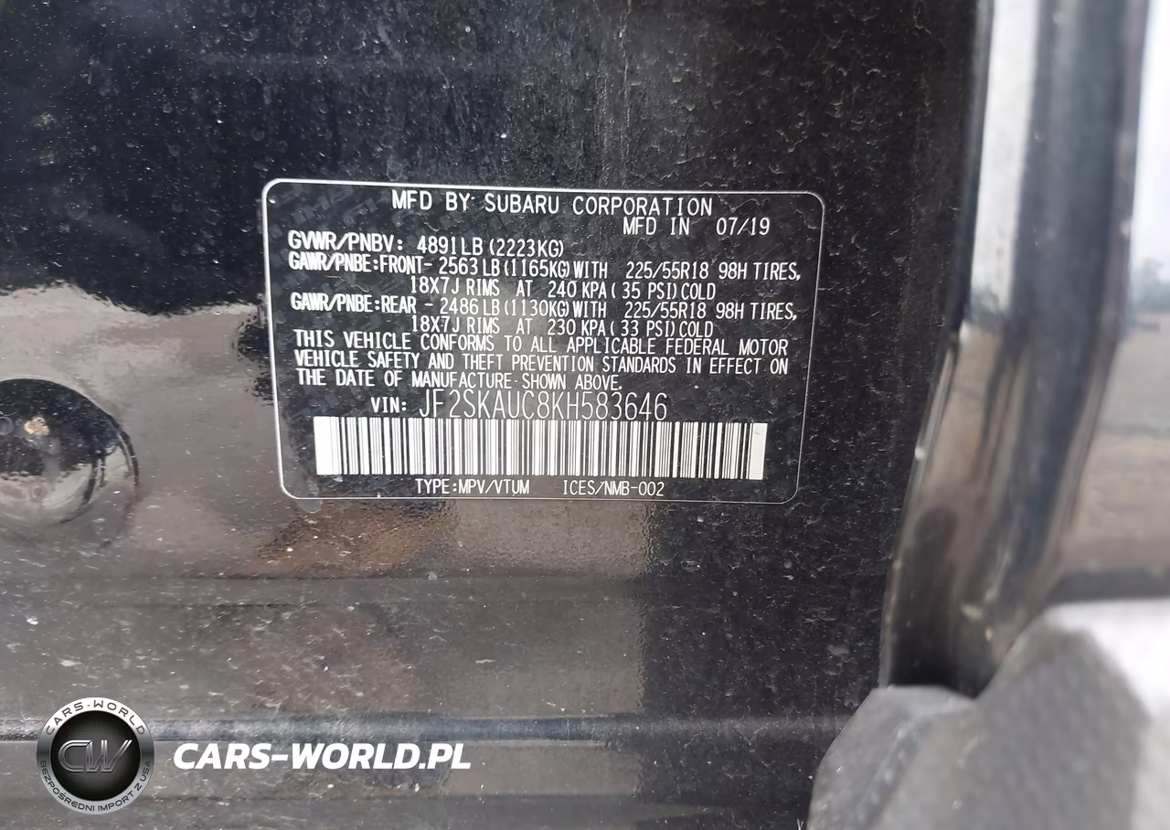 2019 Subaru Forester Limited VIN:JF2SKAUC8KH583646 - 9
