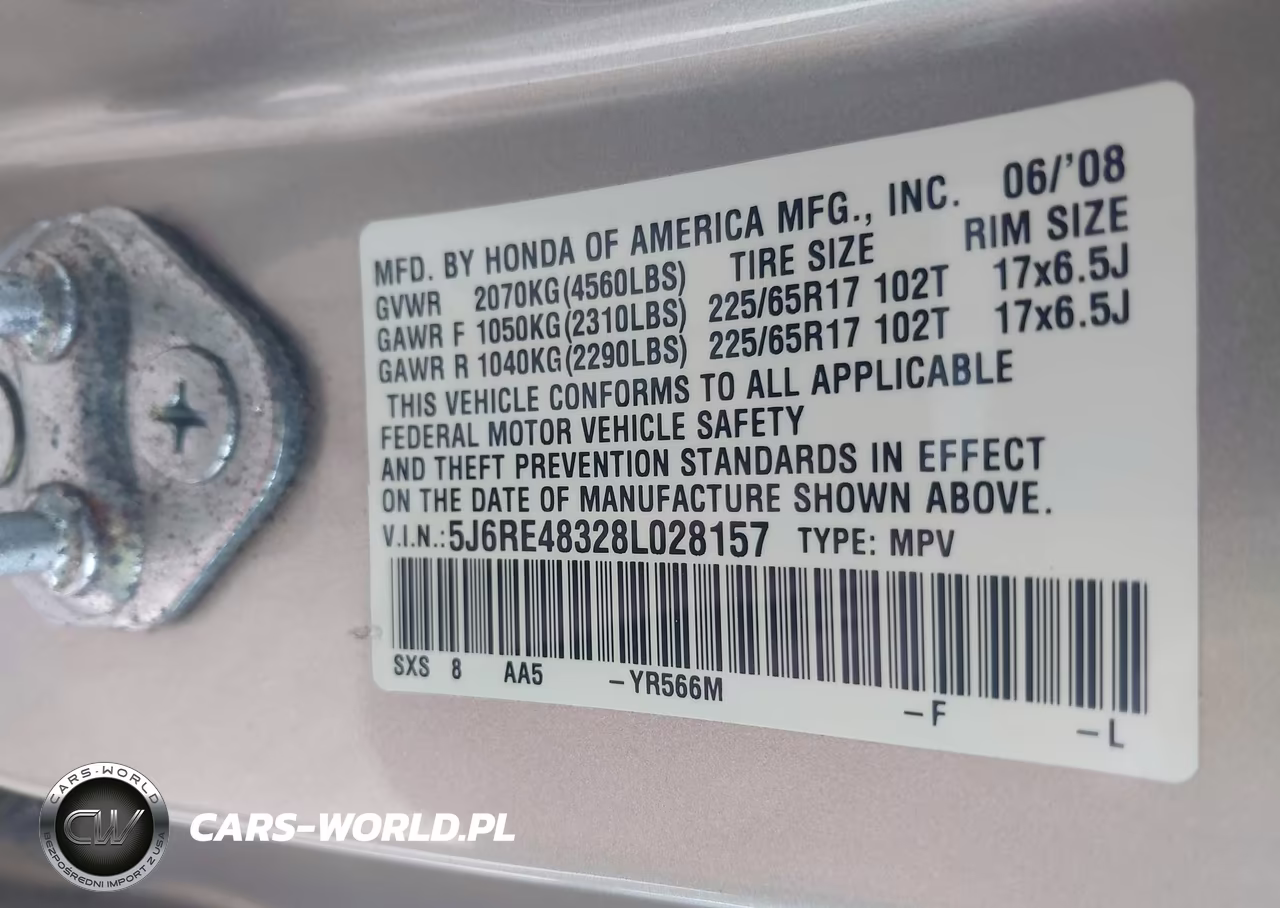 2008 Honda Cr-V Lx VIN:5J6RE48328L028157 - 9