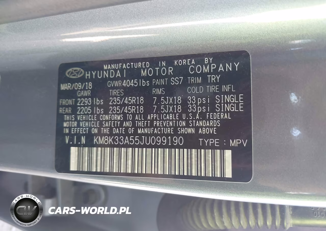 2018 Hyundai Kona Limited VIN:KM8K33A55JU099190 - 9