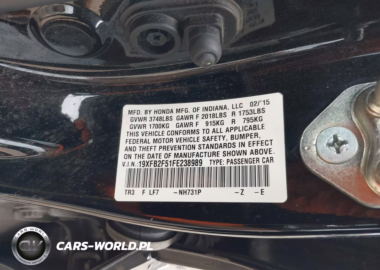 2015 Honda Civic Lx VIN:19XFB2F51FE238989 - 9