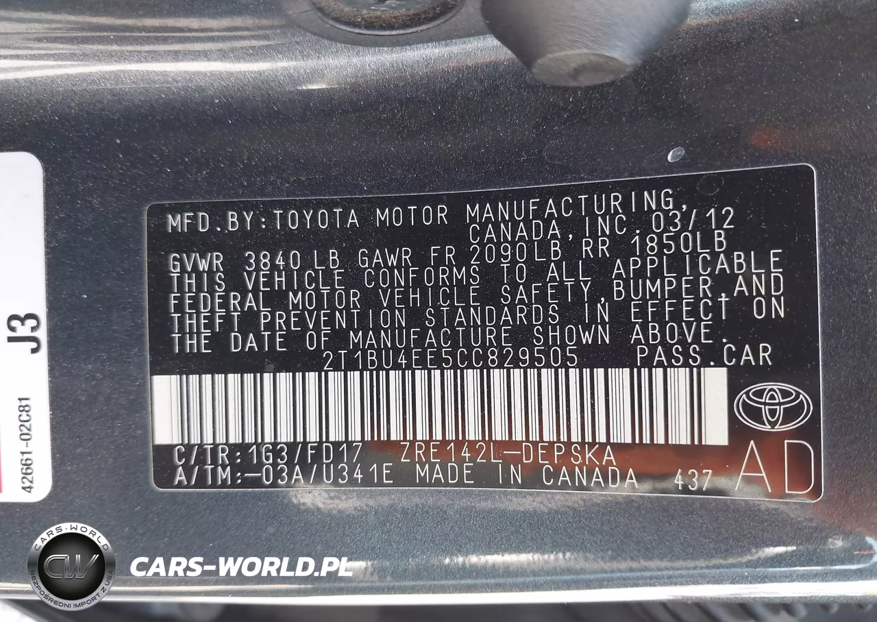 2012 Toyota Corolla S VIN:2T1BU4EE5CC829505 - 9
