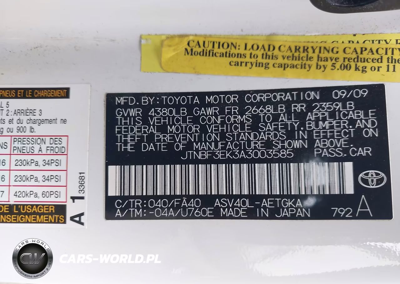 2010 Toyota Camry Xle VIN:JTNBF3EK3A3003585 - 9
