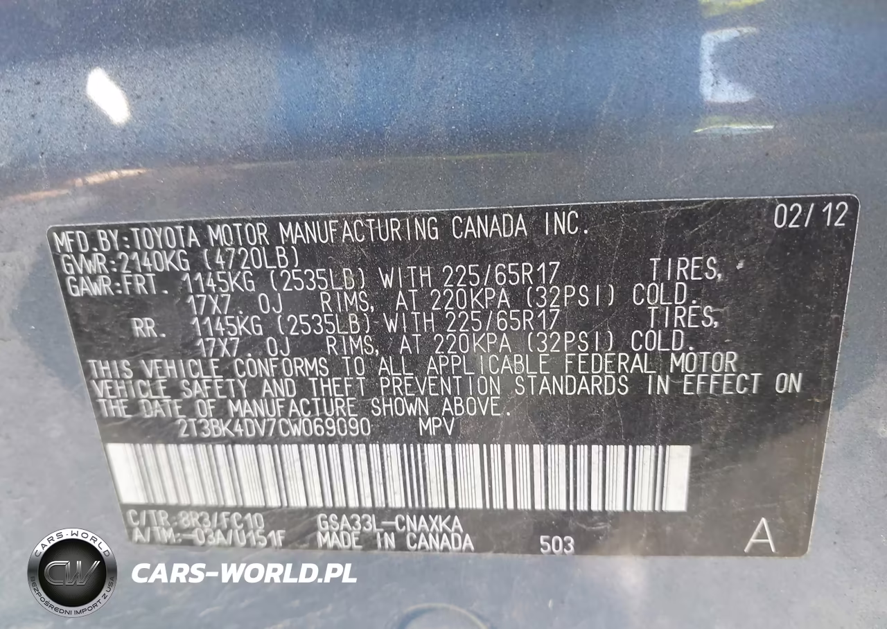2012 Toyota Rav4 Base V6 VIN:2T3BK4DV7CW069090 - 9