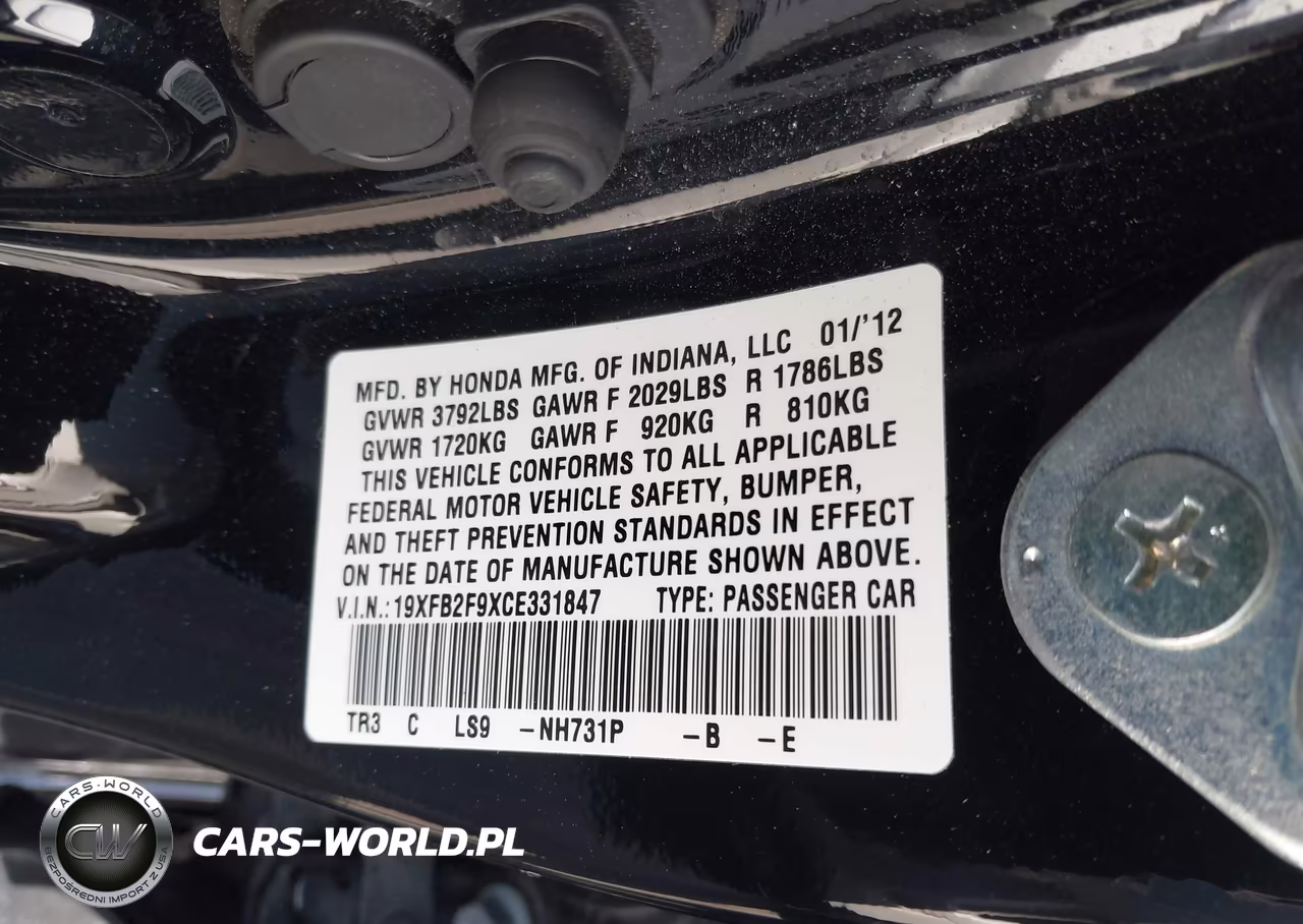 2012 Honda Civic Ex-L VIN:19XFB2F9XCE331847 - 9