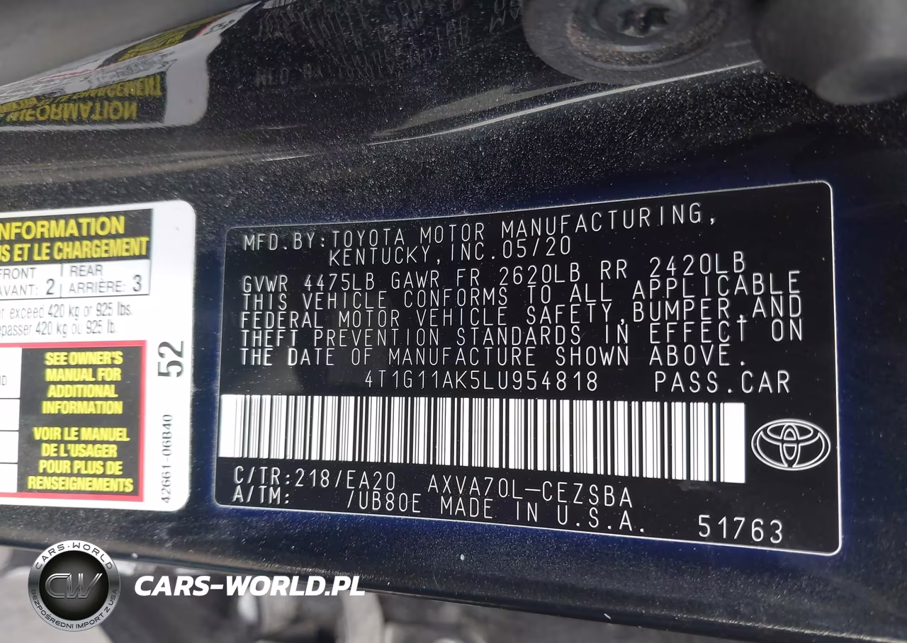 2020 Toyota Camry Se VIN:4T1G11AK5LU954818 - 9