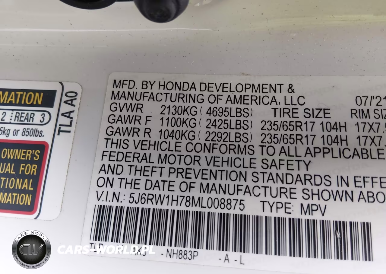 2021 Honda Cr-V Special Edition VIN:5J6RW1H78ML008875 - 9