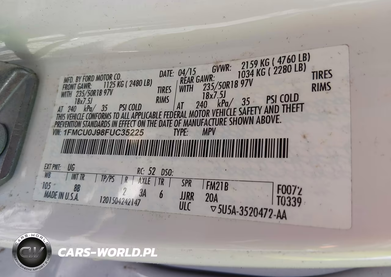 2015 Ford Escape Titanium VIN:1FMCU0J98FUC35225 - 9