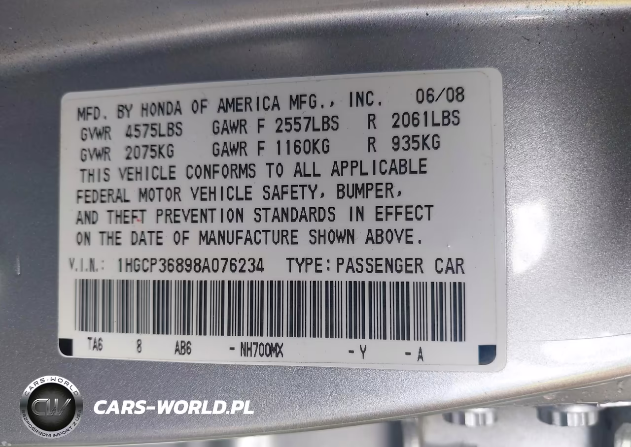 2008 Honda Accord 3.5 Ex-L VIN:1HGCP36898A076234 - 9