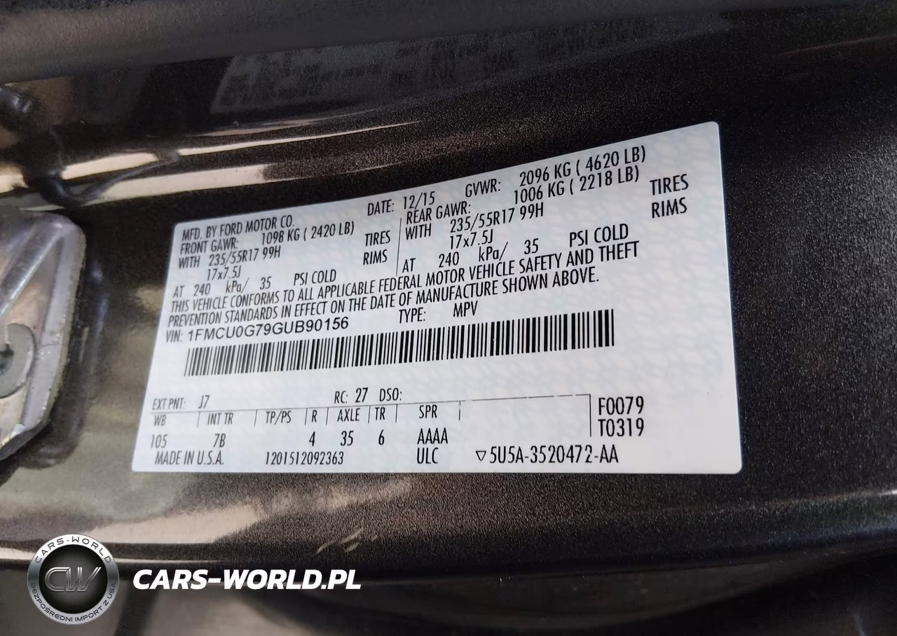 2016 Ford Escape Se VIN:1FMCU0G79GUB90156 - 9