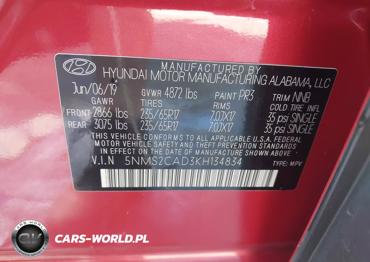 2019 Hyundai Santa Fe Se VIN:5NMS2CAD3KH134834 - 9