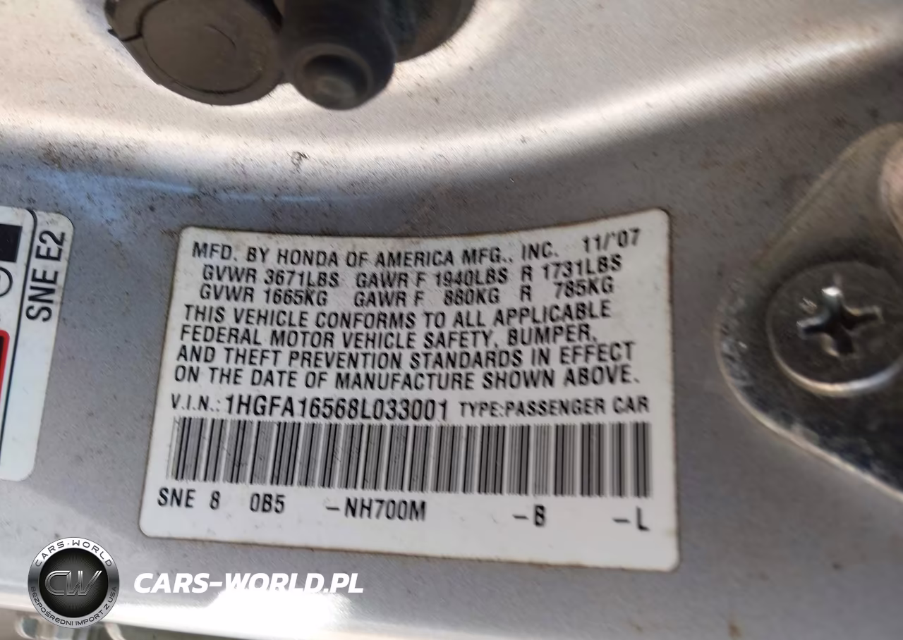2008 Honda Civic Lx VIN:1HGFA16568L033001 - 9