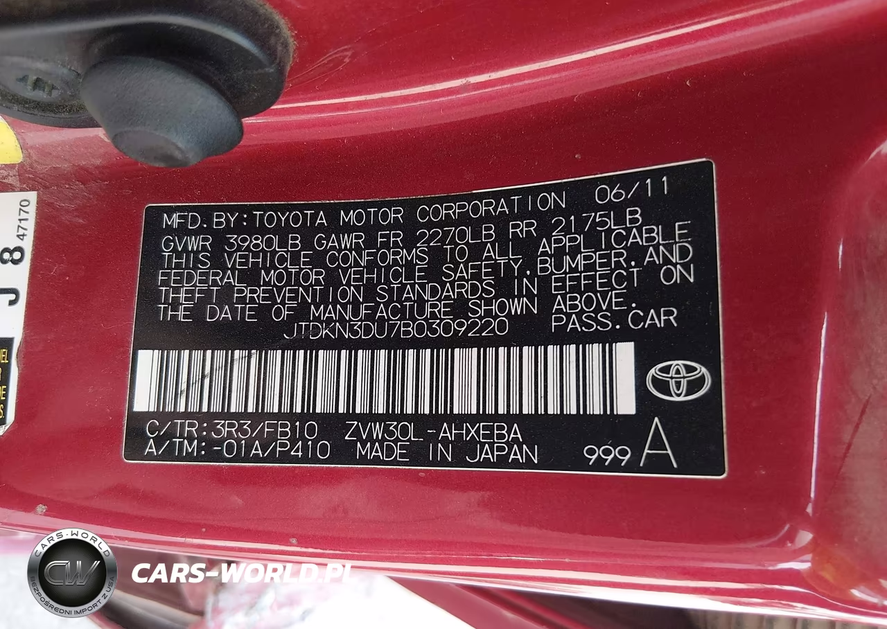 2011 Toyota Prius Two VIN:JTDKN3DU7B0309220 - 9