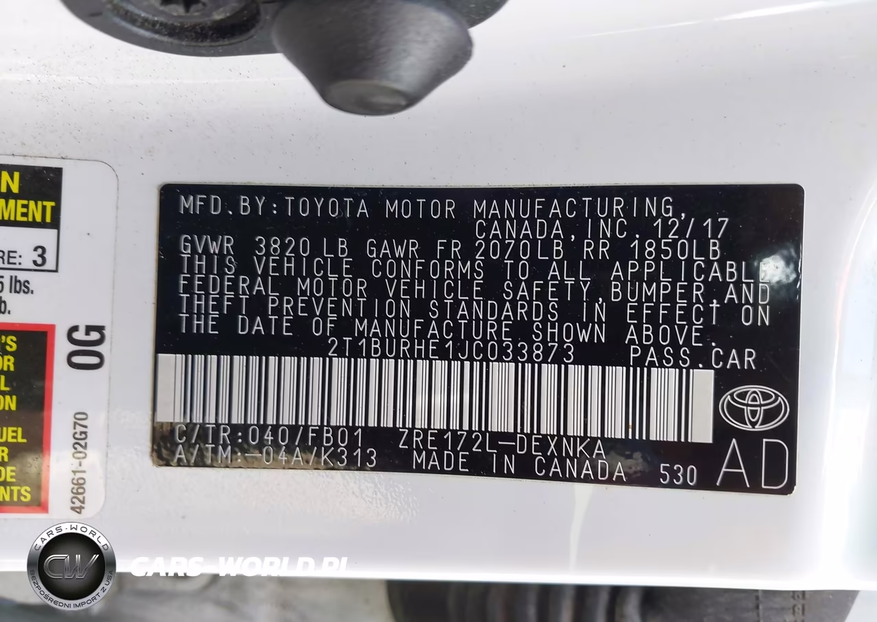 2018 Toyota Corolla Le VIN:2T1BURHE1JC033873 - 9