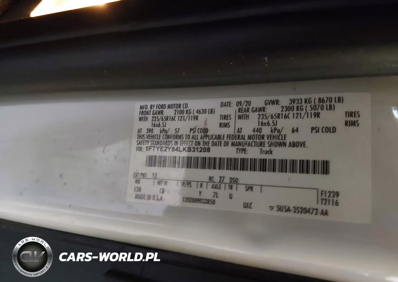 2020 Ford Transit-150 VIN:1FTYE2Y84LKB31208 - 9