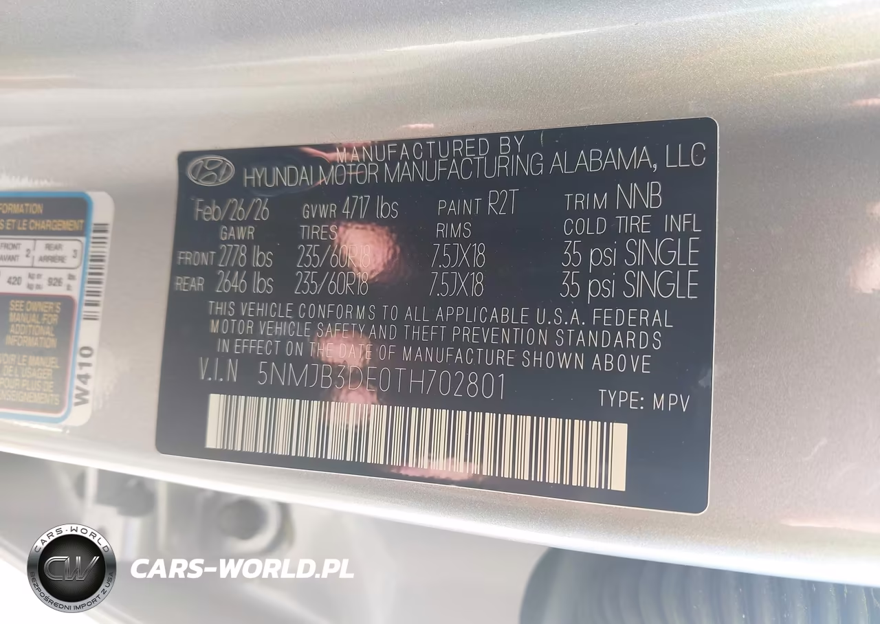 2026 Hyundai Tucson Sel VIN:5NMJB3DE0TH702801 - 9