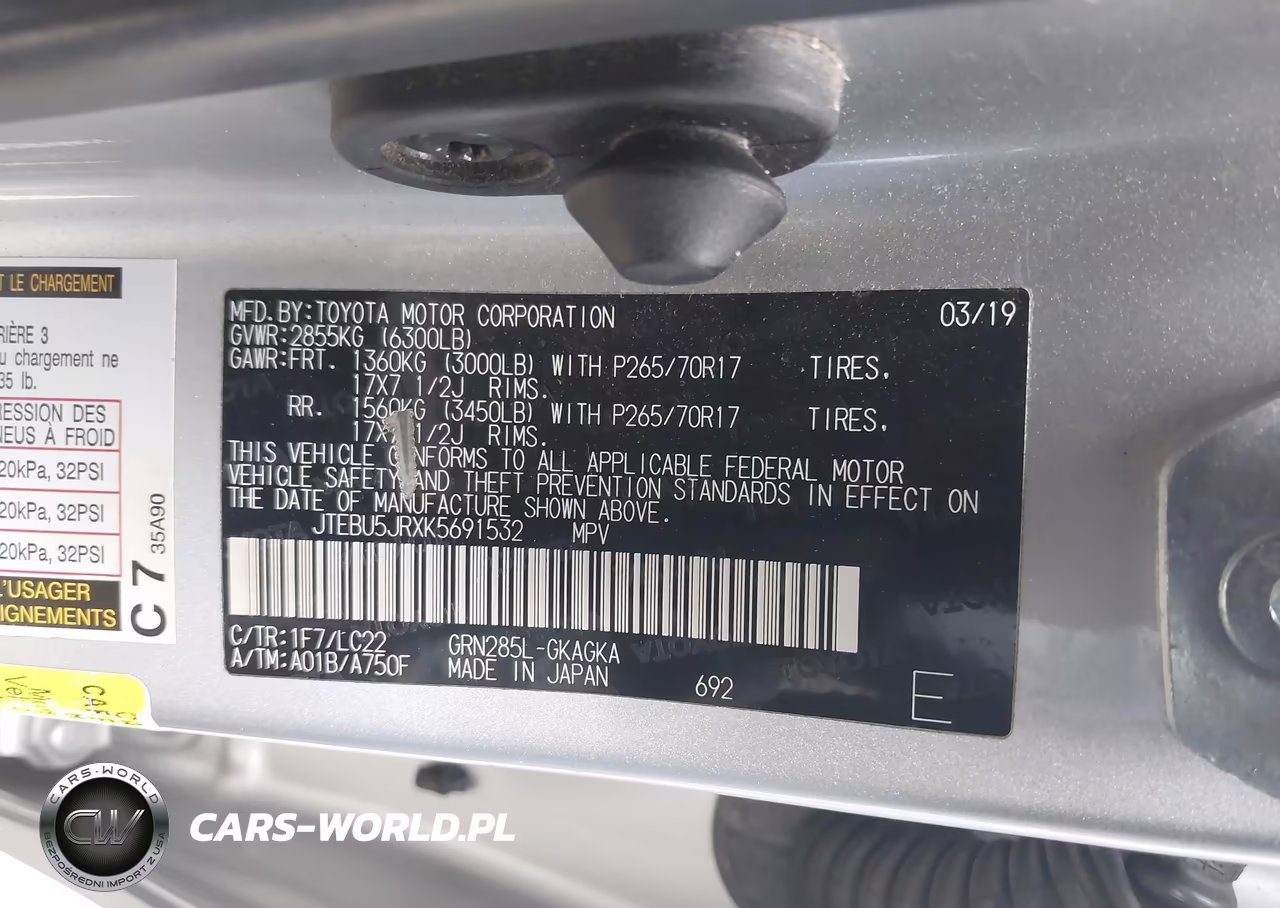 2019 Toyota 4Runner Trd Off Road Premium VIN:JTEBU5JRXK5691532 - 9