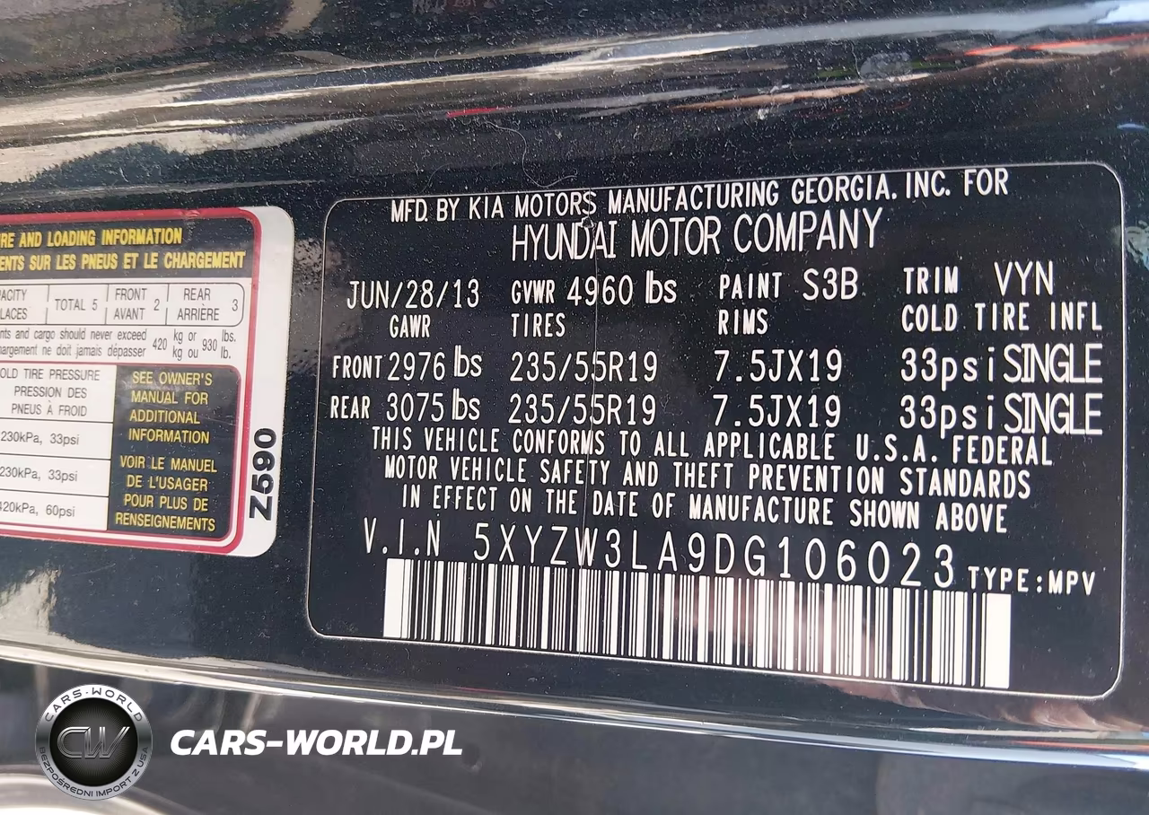 2013 Hyundai Santa Fe Sport 2.0T VIN:5XYZW3LA9DG106023 - 9