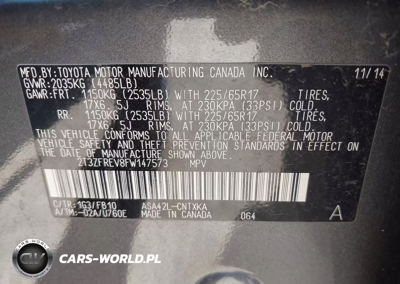 2015 Toyota Rav4 Le VIN:2T3ZFREV8FW147573 - 9