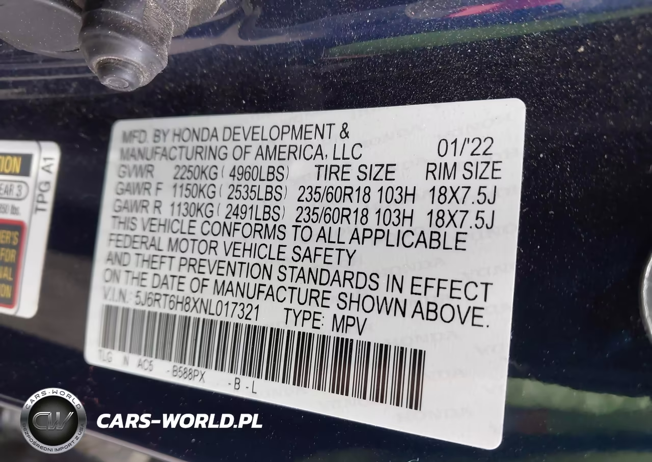 2022 Honda Cr-V Hybrid Ex-L VIN:5J6RT6H8XNL017321 - 9