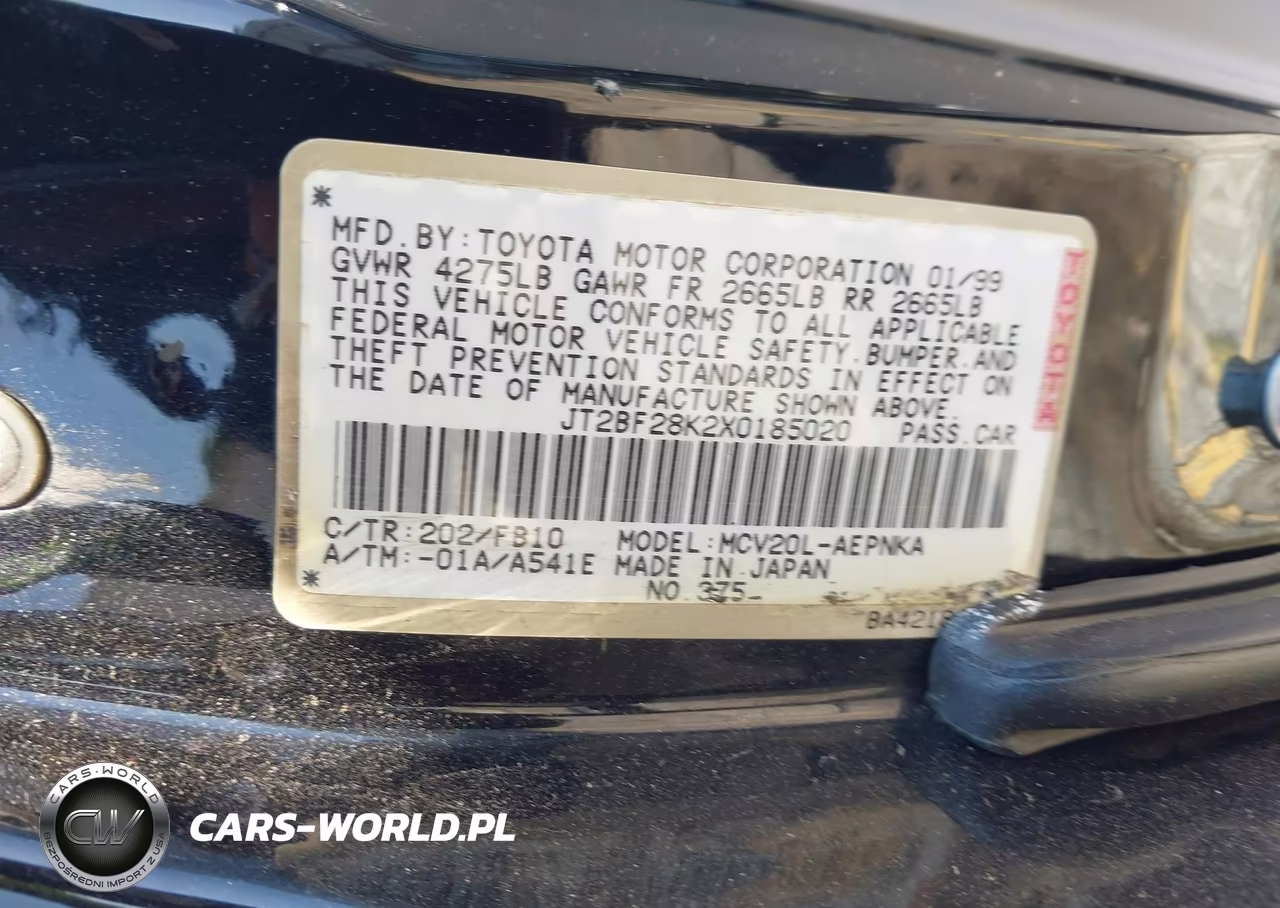 1999 Toyota Camry Le V6 VIN:JT2BF28K2X0185020 - 9