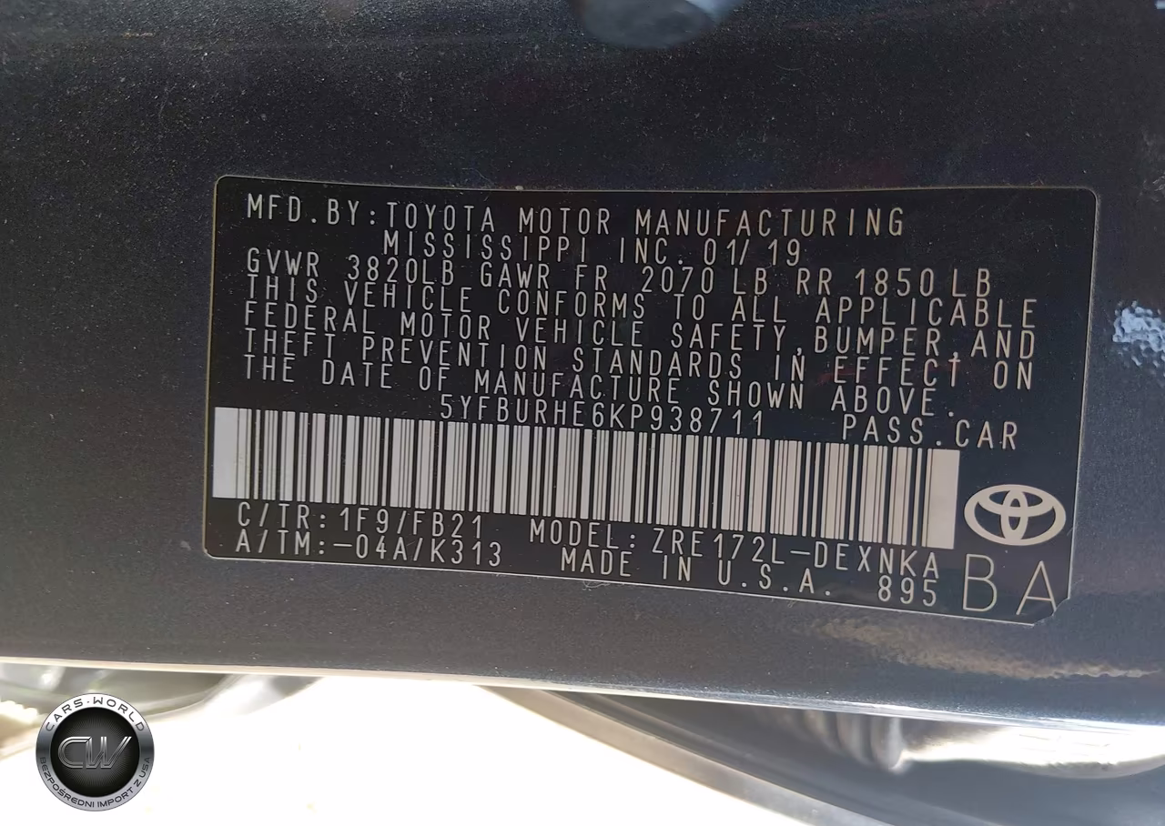 2019 Toyota Corolla Le VIN:5YFBURHE6KP938711 - 9