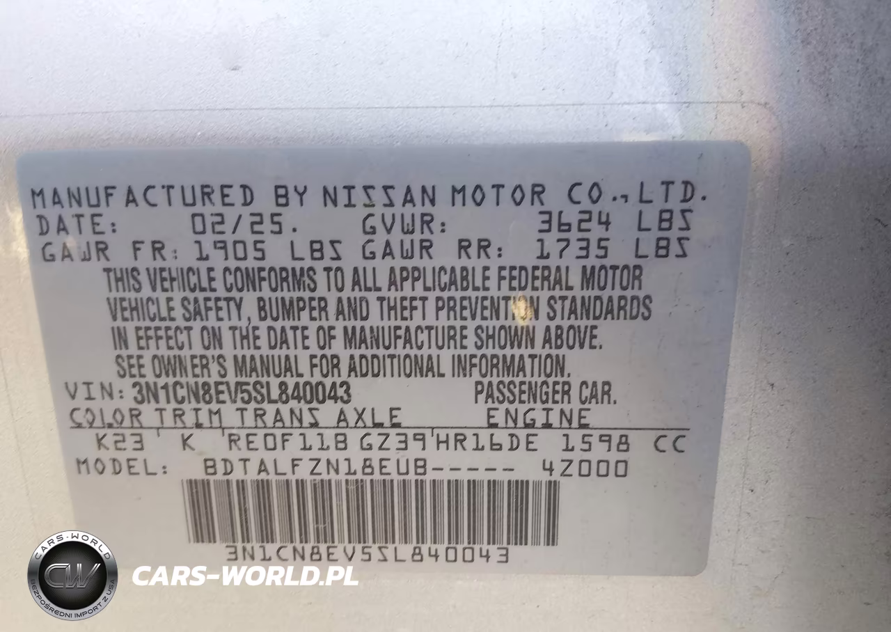 2025 Nissan Versa 1.6 Sv VIN:3N1CN8EV5SL840043 - 9
