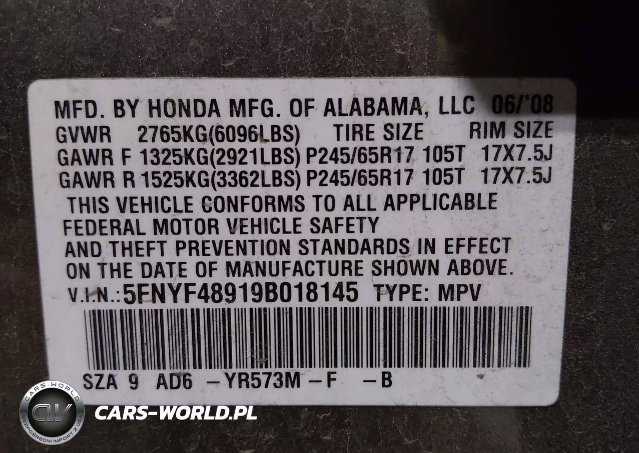 2009 Honda Pilot Touring VIN:5FNYF48919B018145 - 9