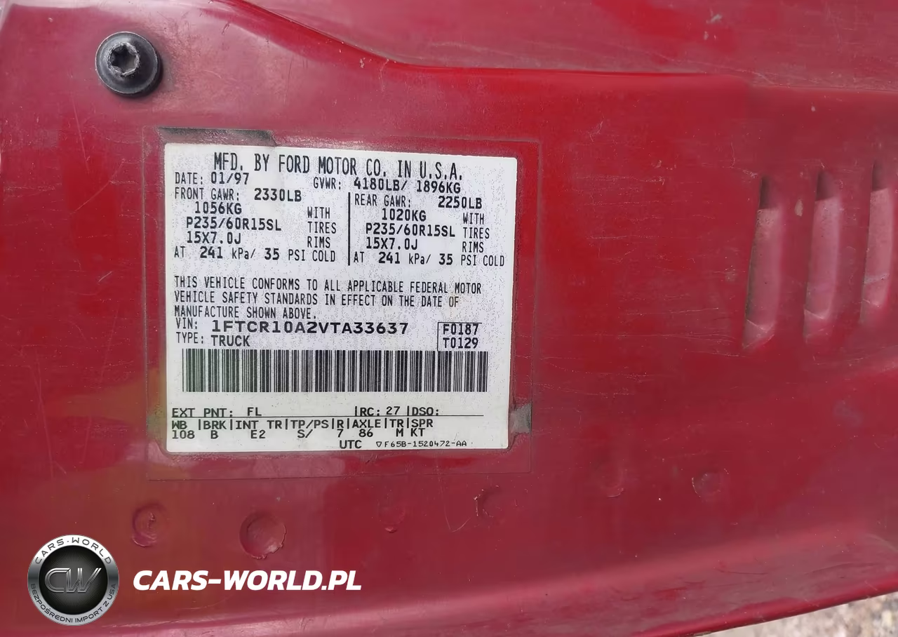 1997 Ford Ranger VIN:1FTCR10A2VTA33637 - 9