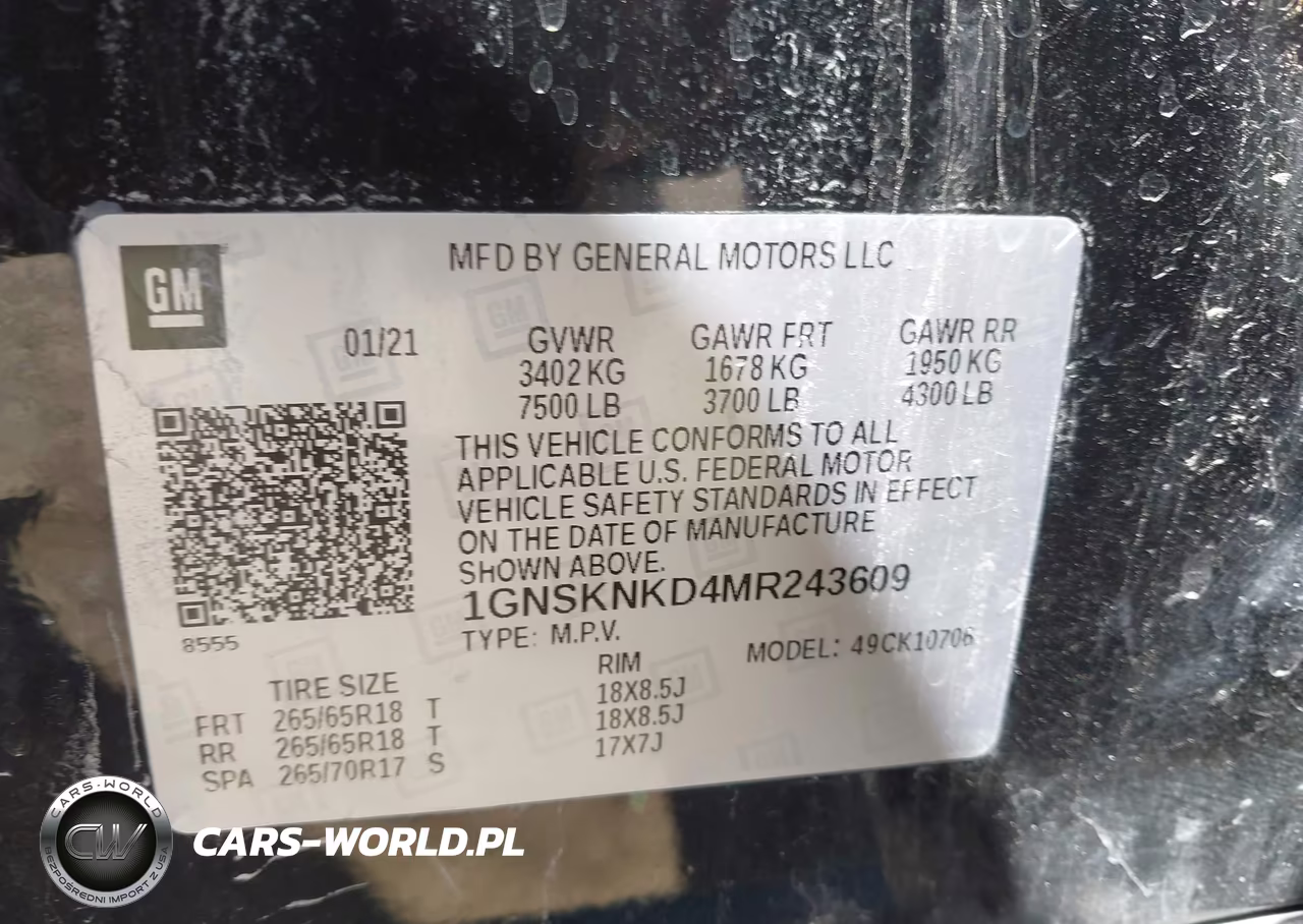 2021 Chevrolet Tahoe 4Wd Lt VIN:1GNSKNKD4MR243609 - 9