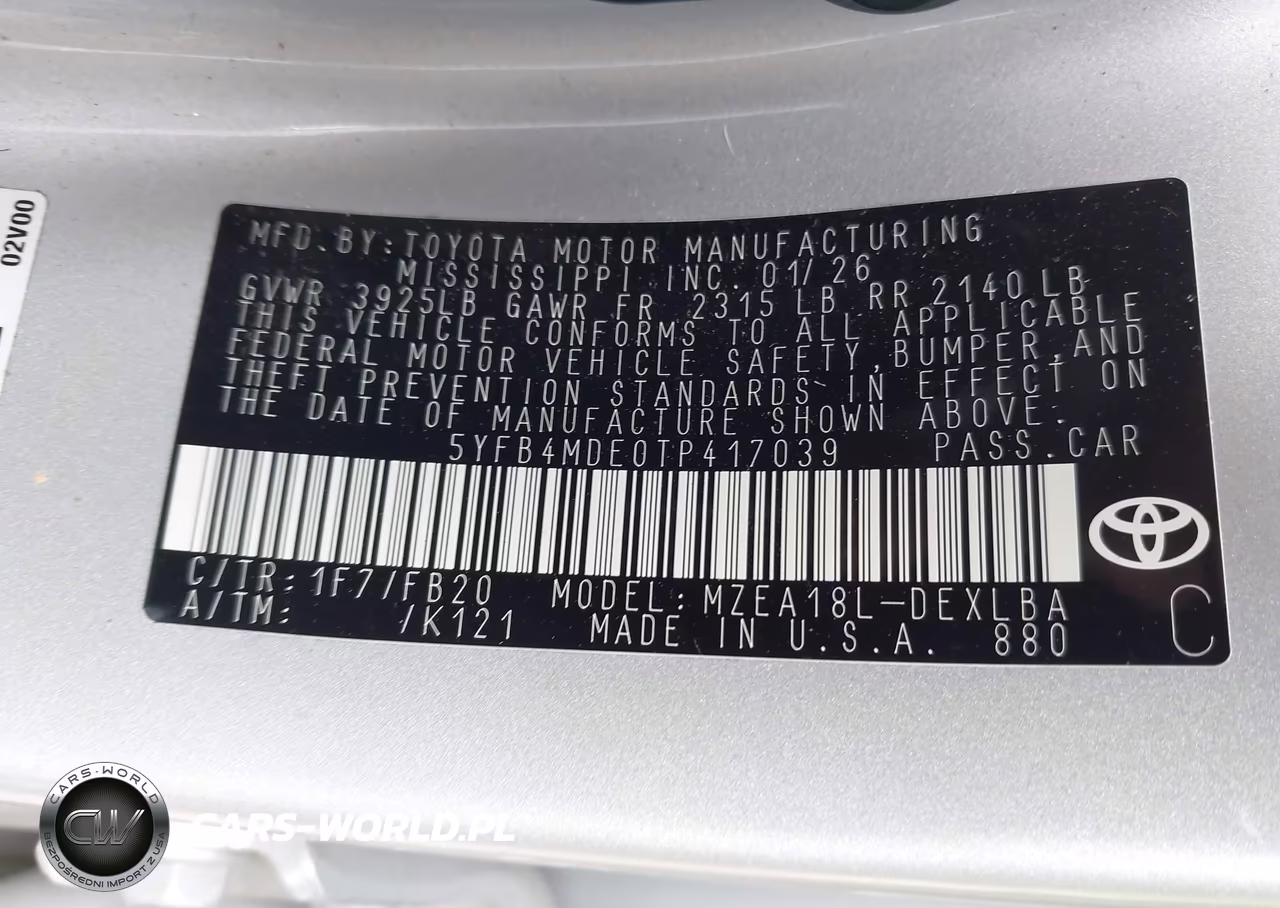 2026 Toyota Corolla Le VIN:5YFB4MDE0TP417039 - 9