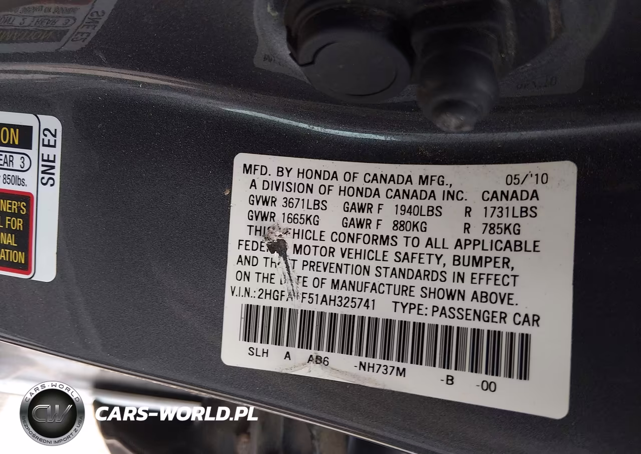 2010 Honda Civic Lx VIN:2HGFA1F51AH325741 - 9